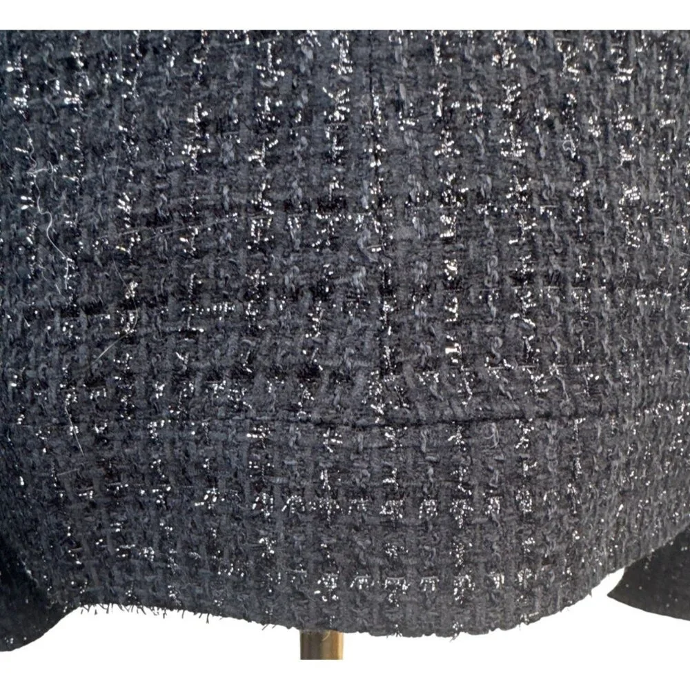 I Love Ronson Large Black Tweed Asymmetrical Zipper Jacket